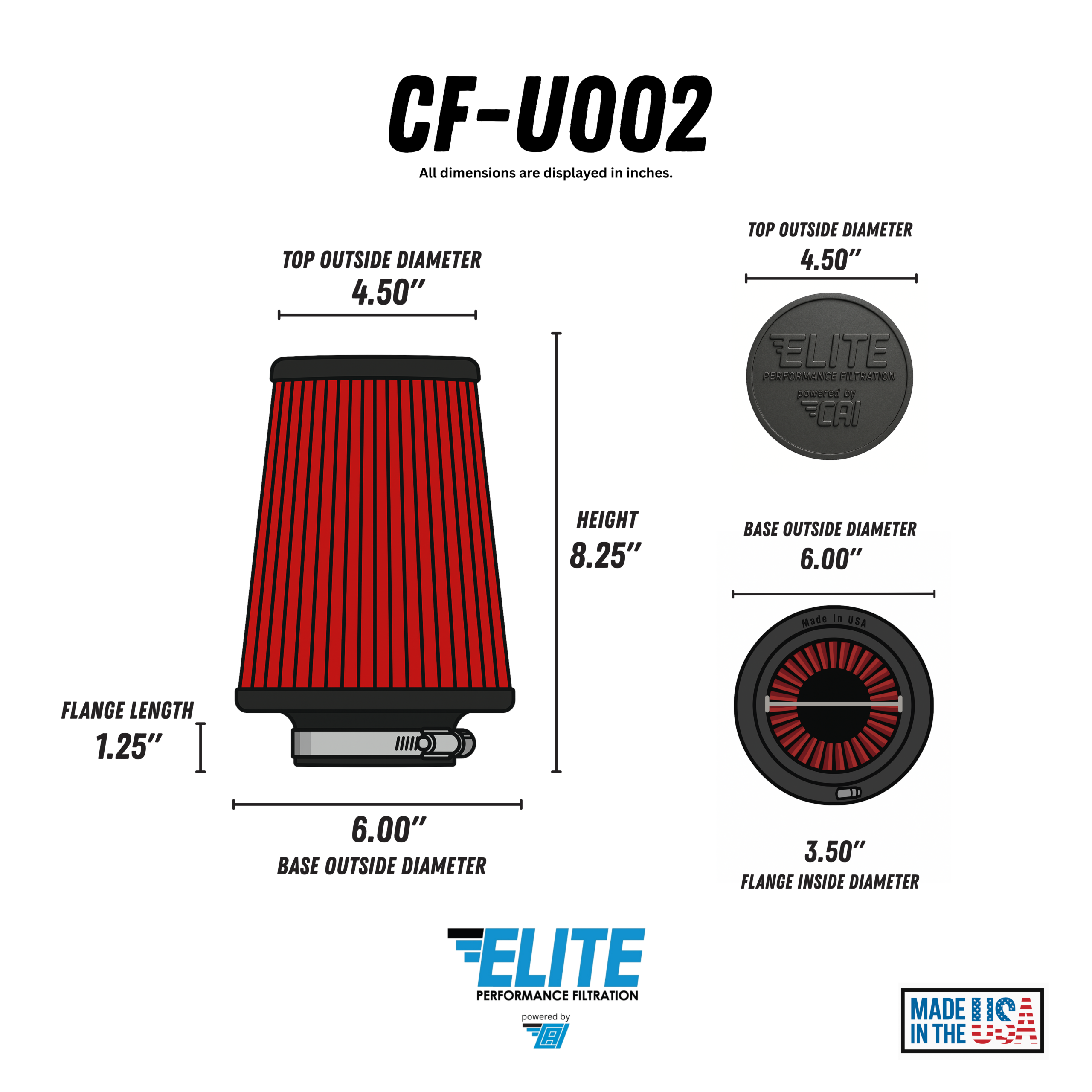 Universal High Performance Air Filter – CF-U002 - Image 2