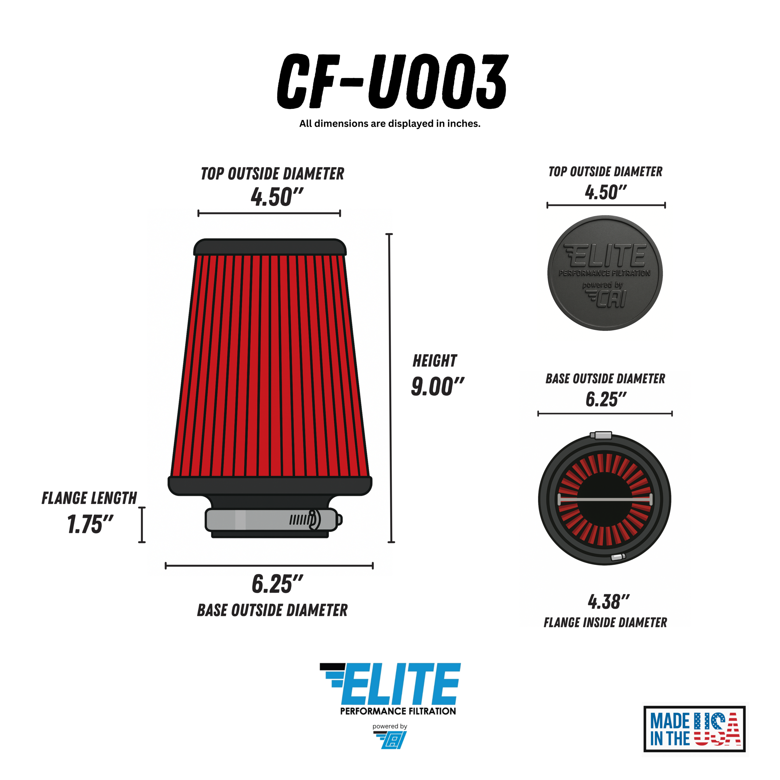 Universal High Performance Air Filter – CF-U003 - Image 2