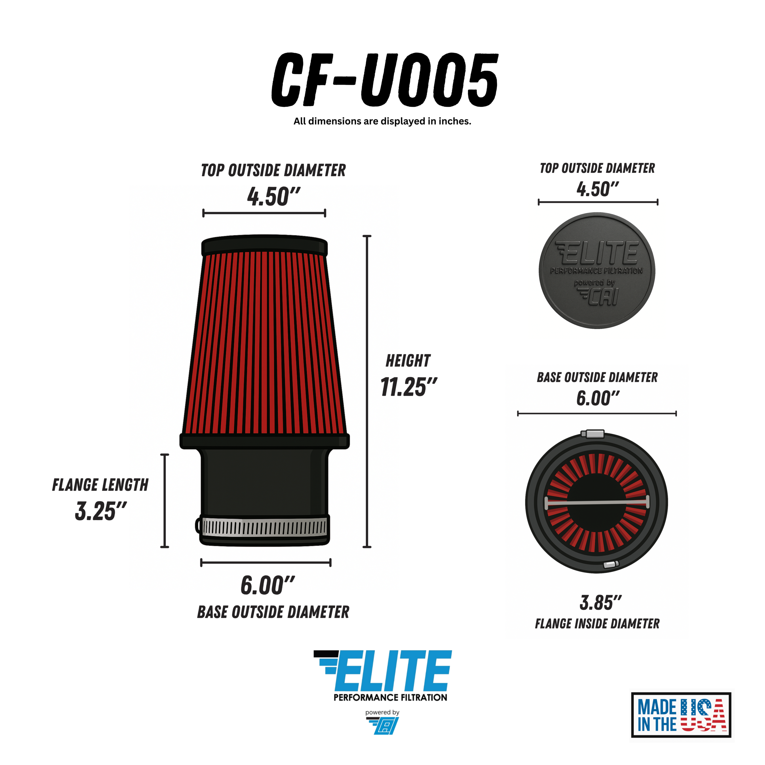 Universal High Performance Air Filter – CF-U005 - Image 2