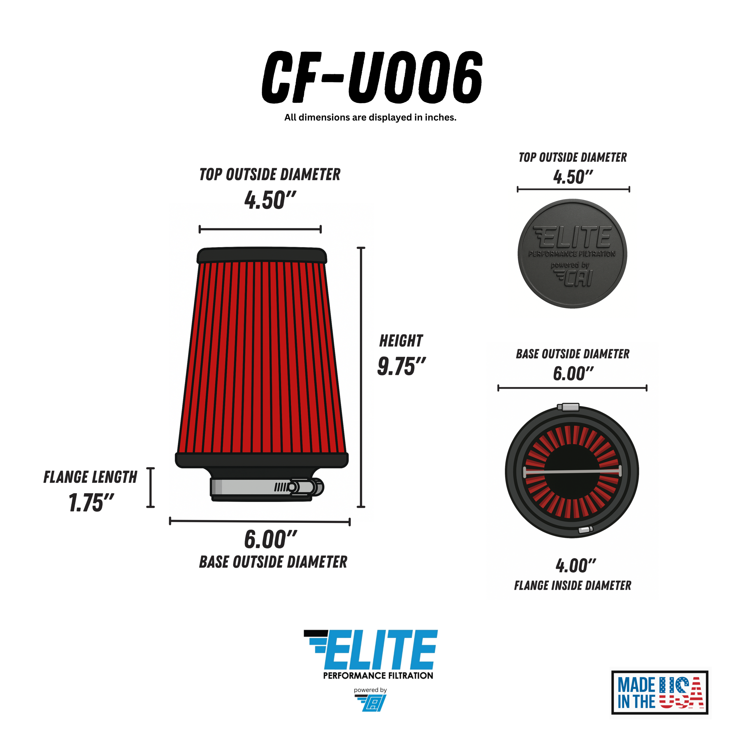Universal High Performance Air Filter – CF-U006 - Image 2