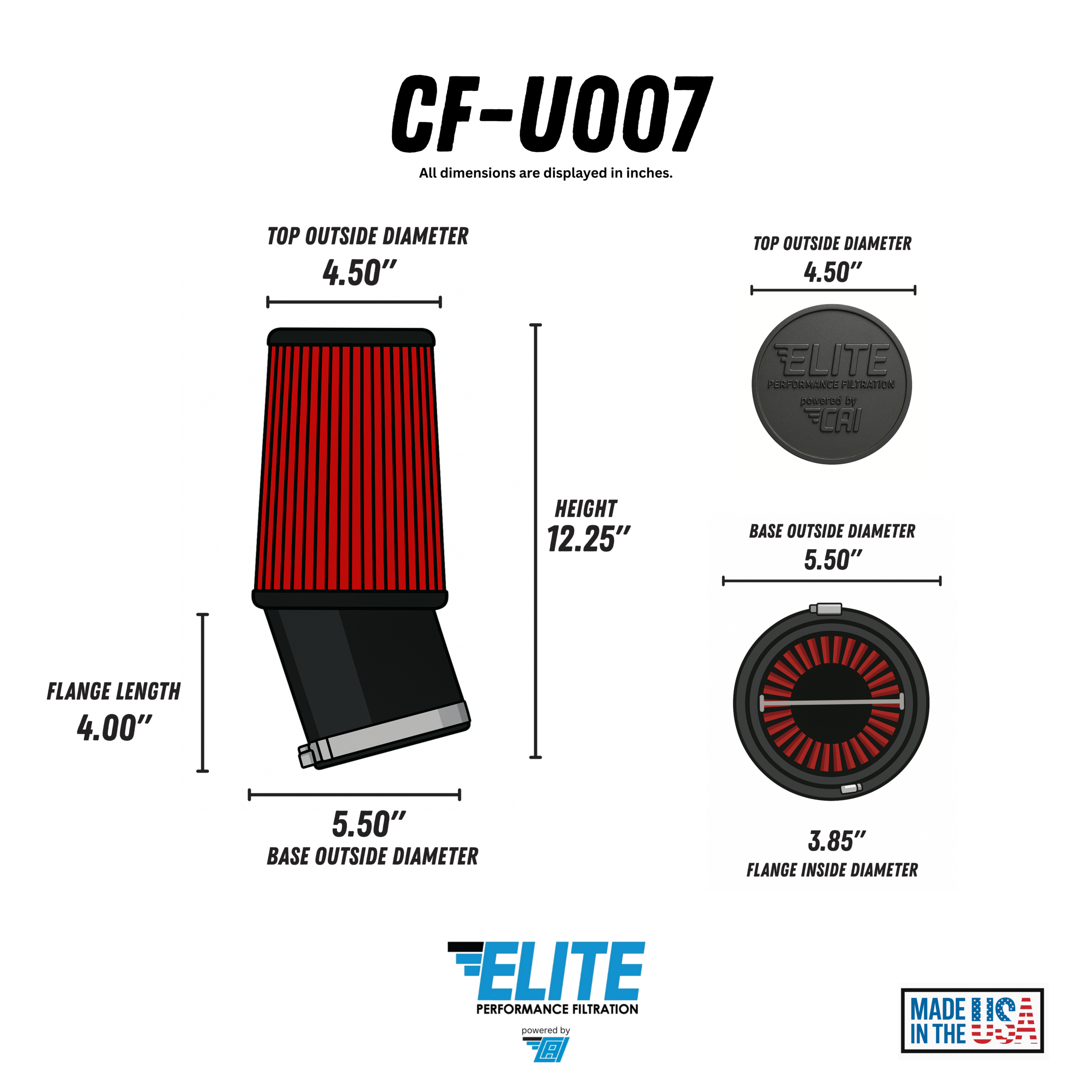 Universal High Performance Air Filter – CF-U007 - Image 2