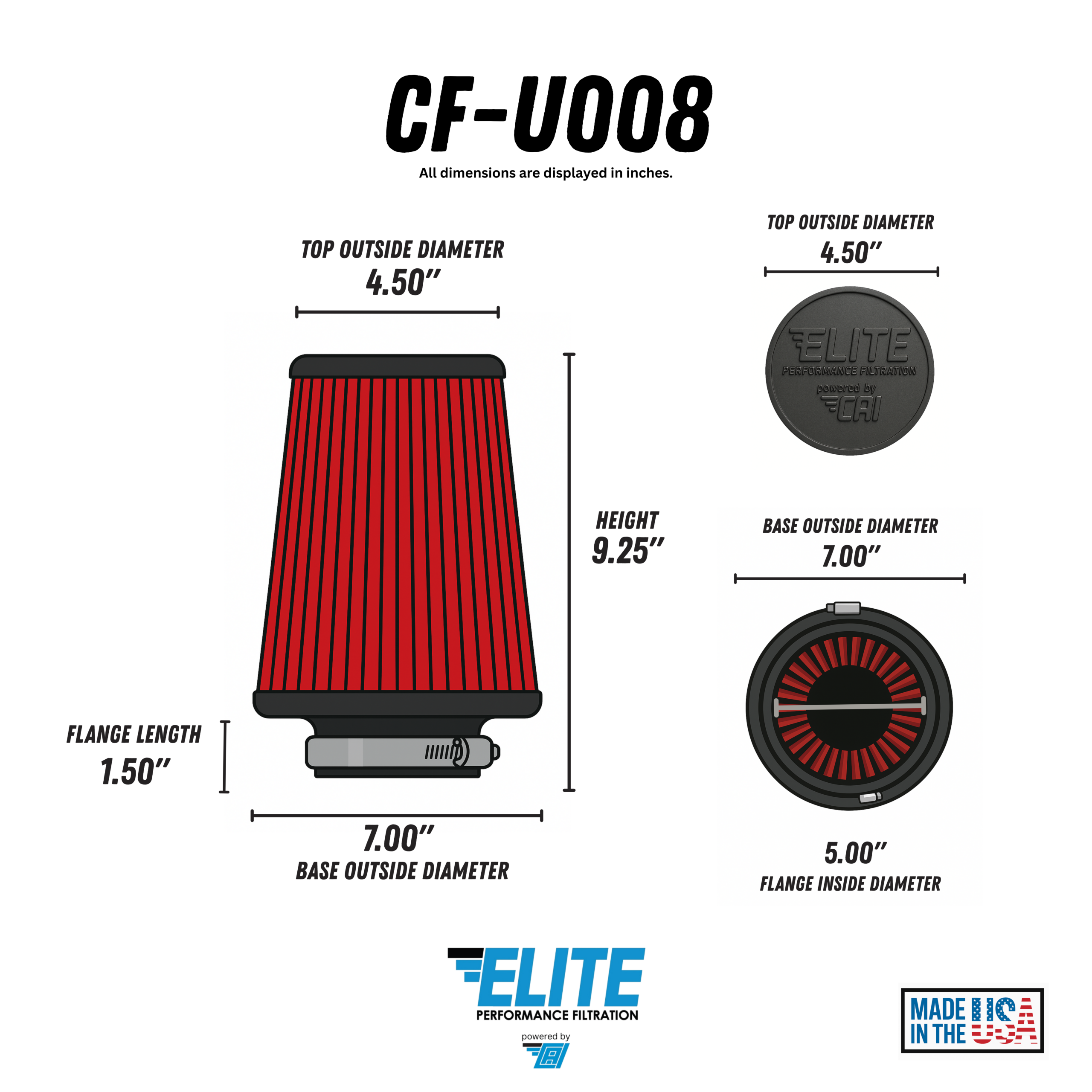 Universal High Performance Air Filter – CF-U008 - Image 2