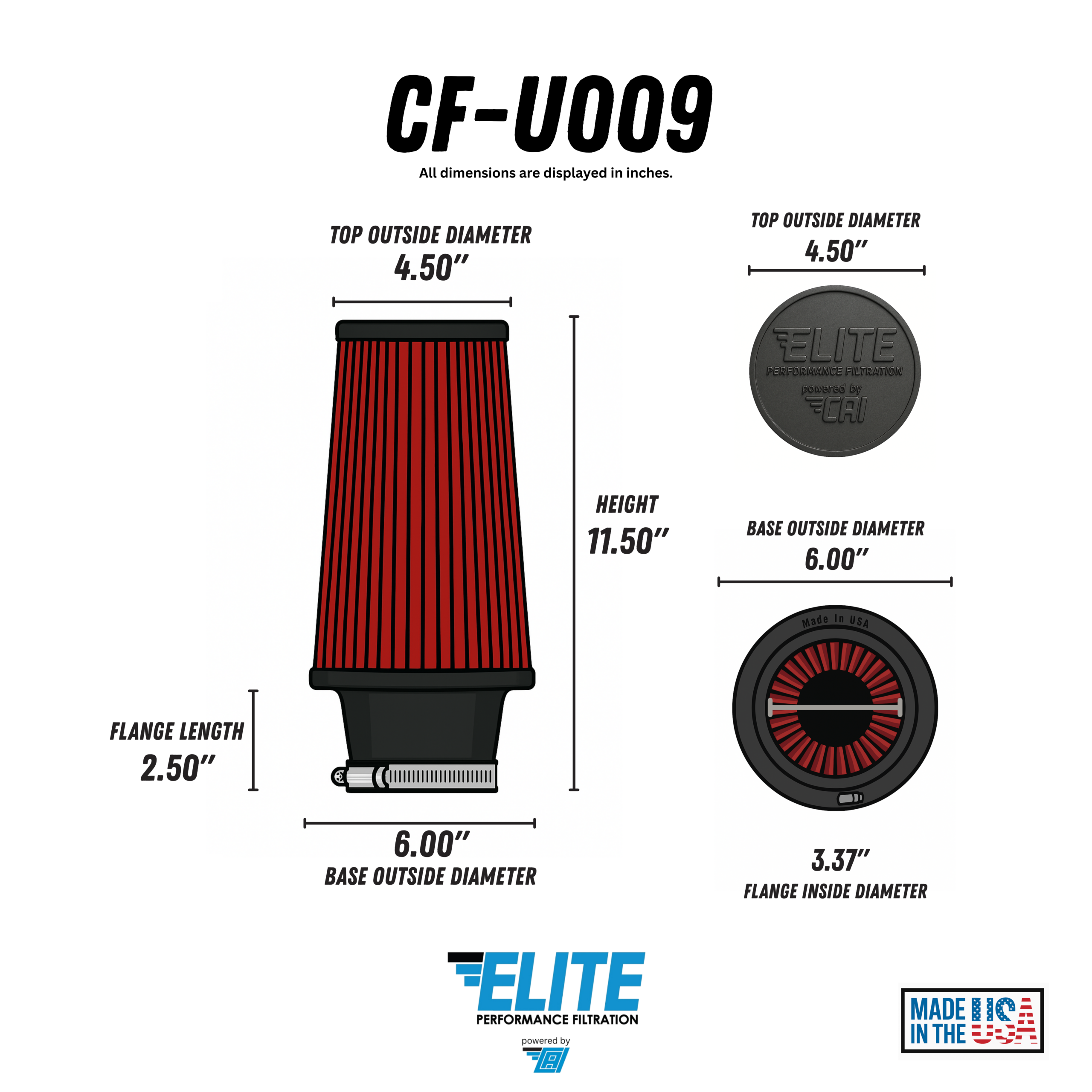 Universal High Performance Air Filter – CF-U009 - Image 2