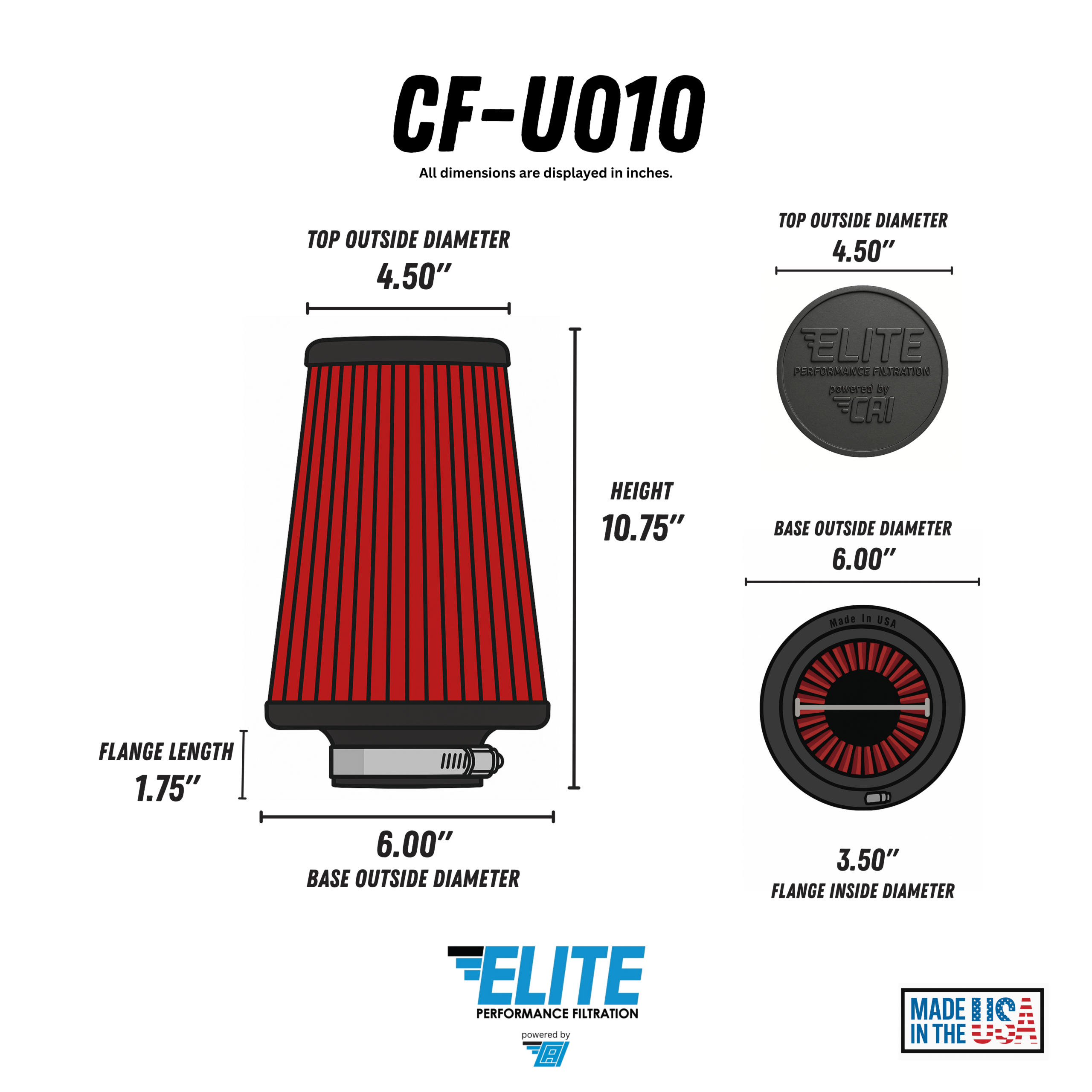 Universal High Performance Air Filter – CF-U010 - Image 2