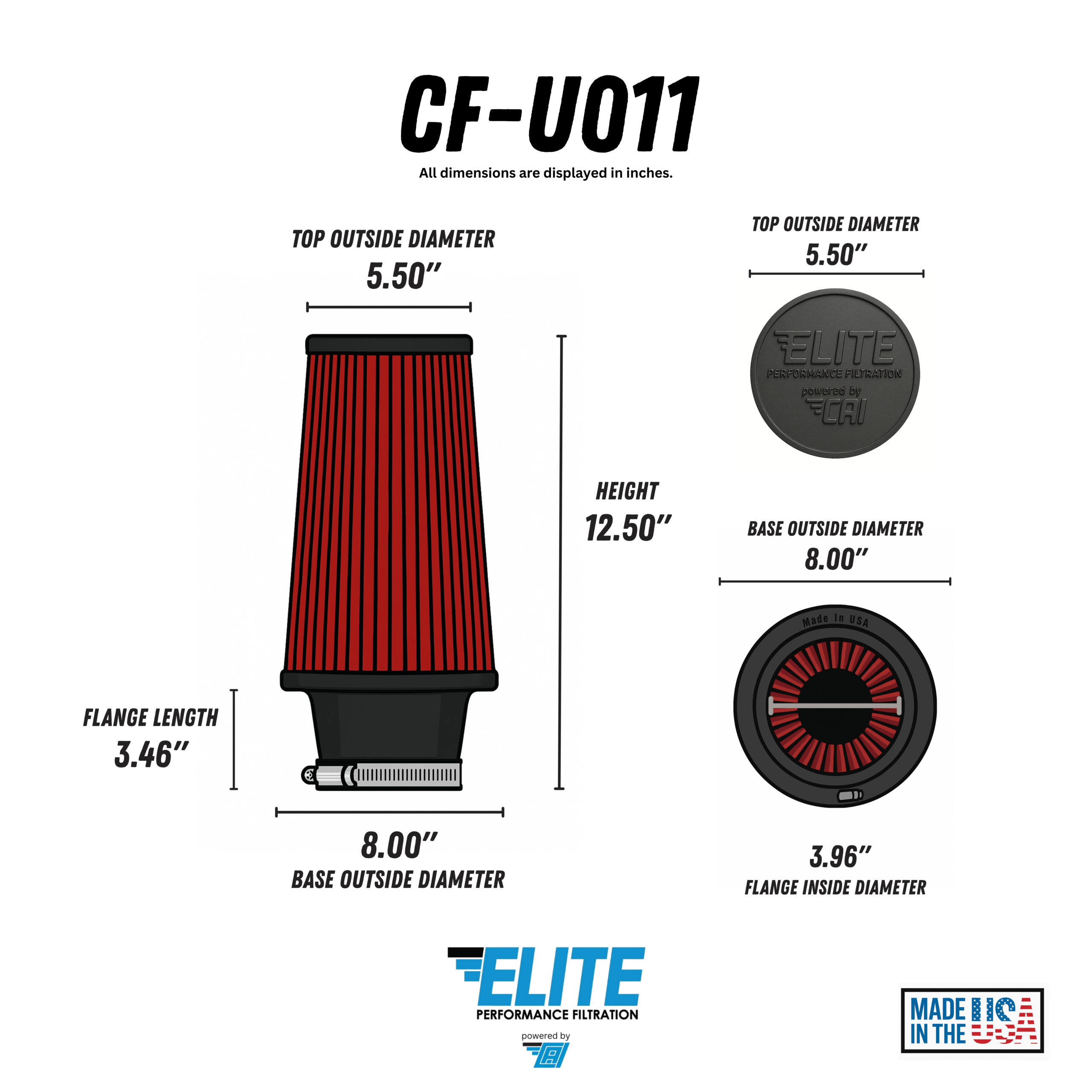 Universal High Performance Air Filter – CF-U011 - Image 2
