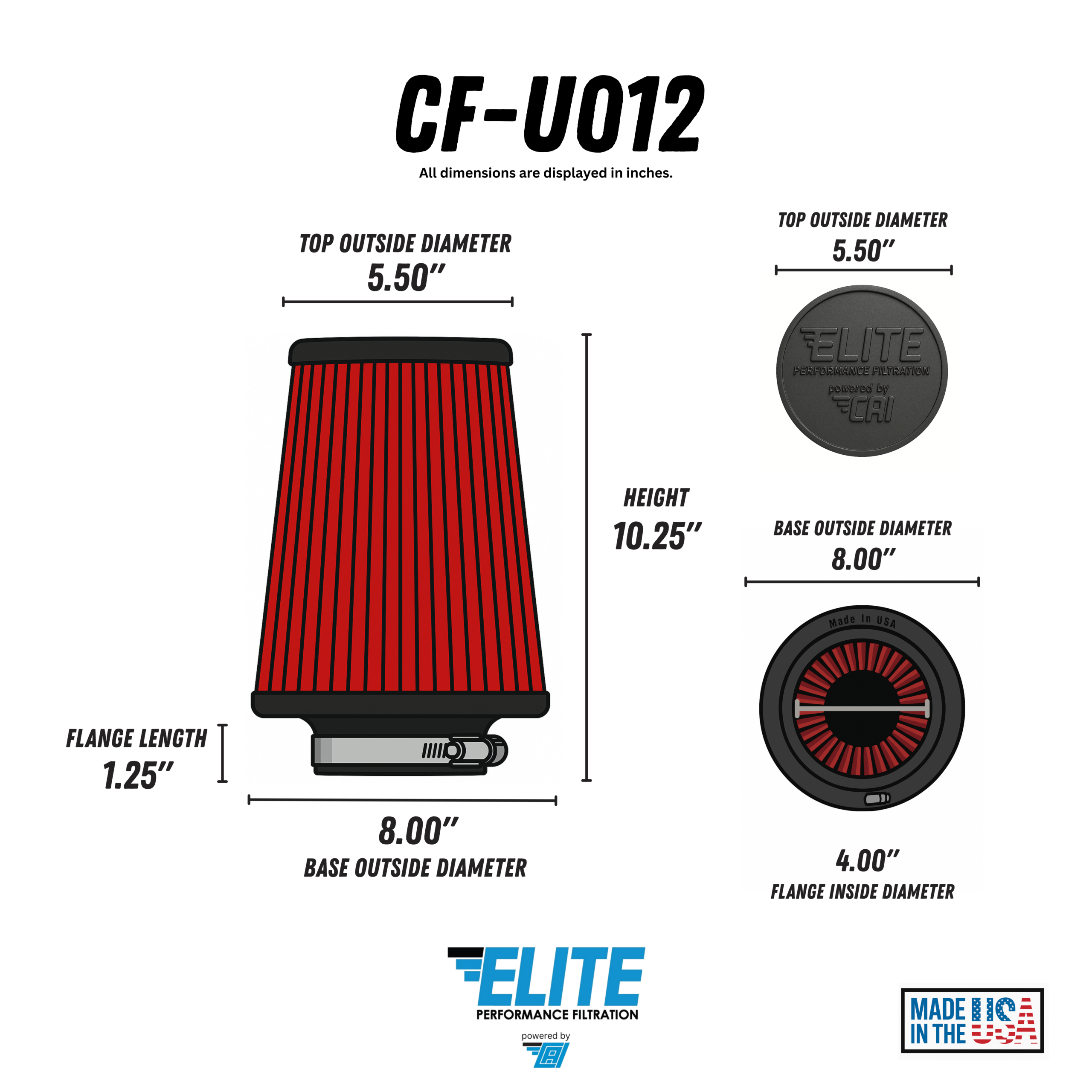 Universal High Performance Air Filter – CF-U012 - Image 2